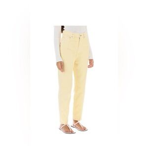 Toteme jeans tapered leg denim organic cotton pale yellow